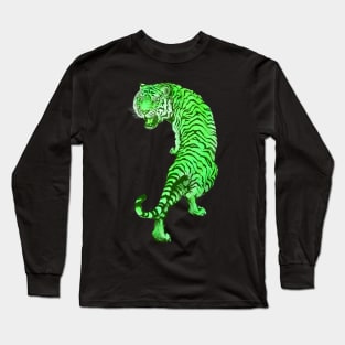 Cyberpunk Neon Lime Green Tiger Long Sleeve T-Shirt